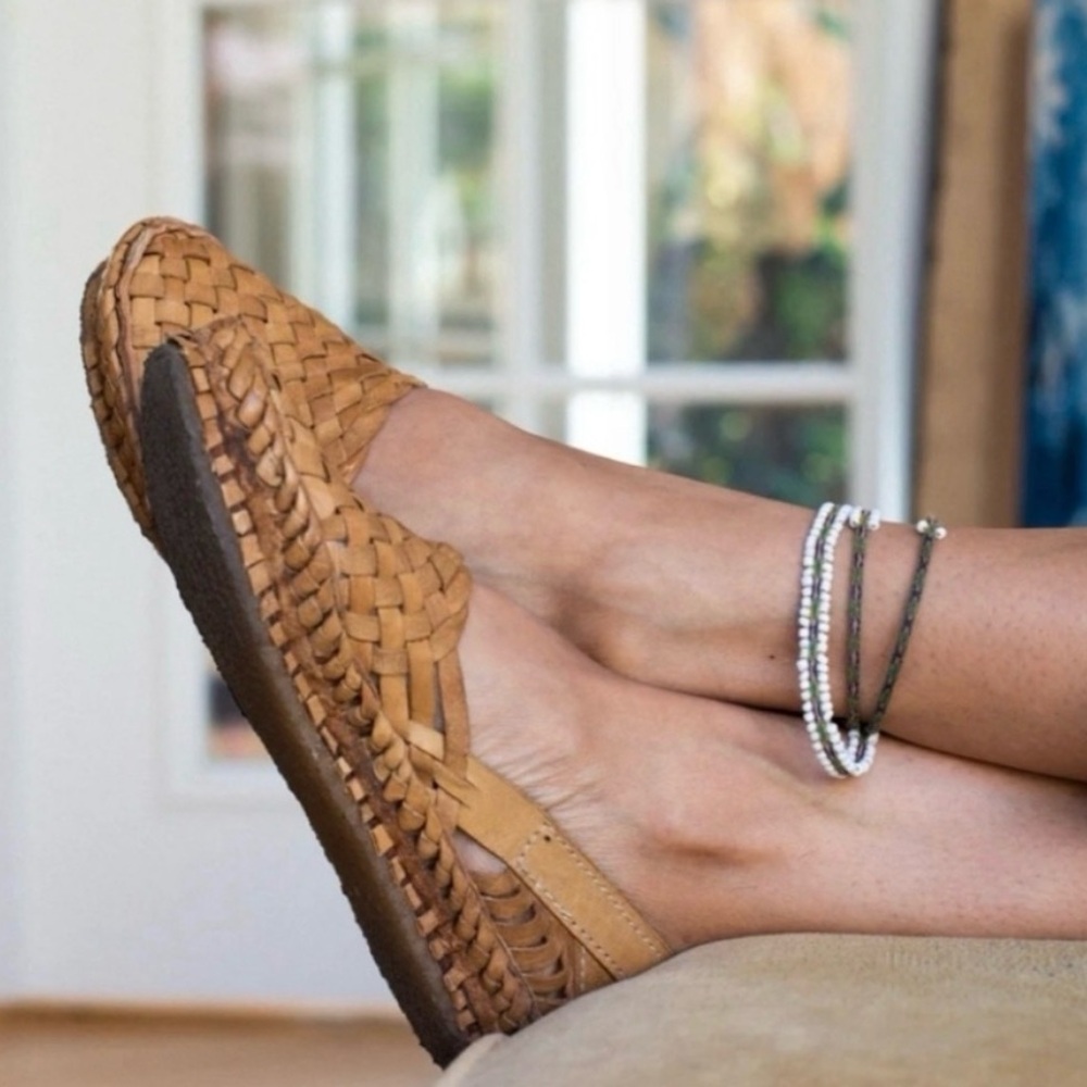 Mohinder Tan Woven Leather Huaraches